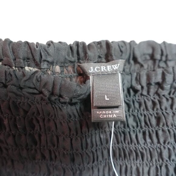 J.Crew Dress Black Large Smocked Off the Shoulder Beach NEW - Picture 4 of 13